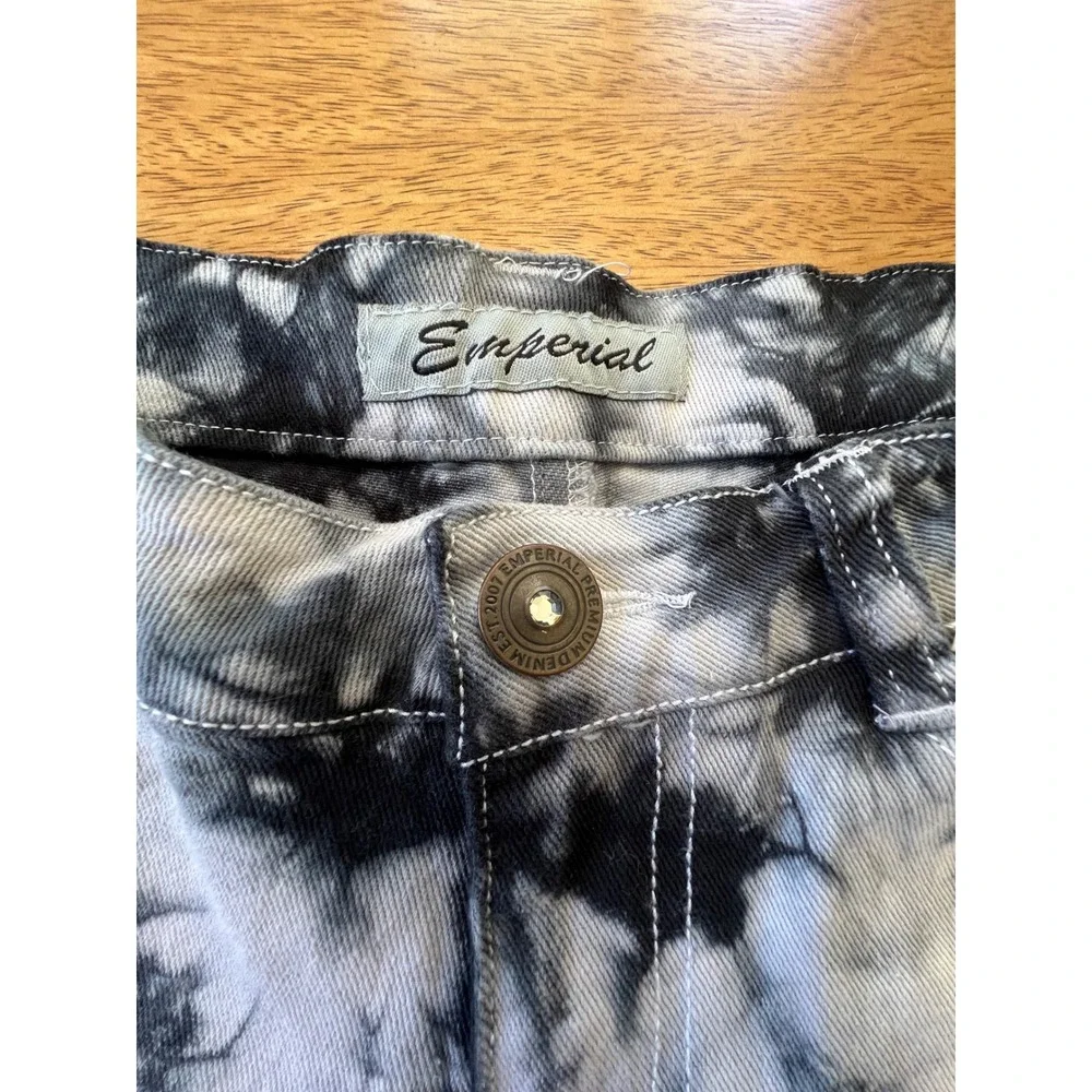 Imperial Premium Womens Tie Dye Skinny Jeans Black White‎ Distressed Size 7